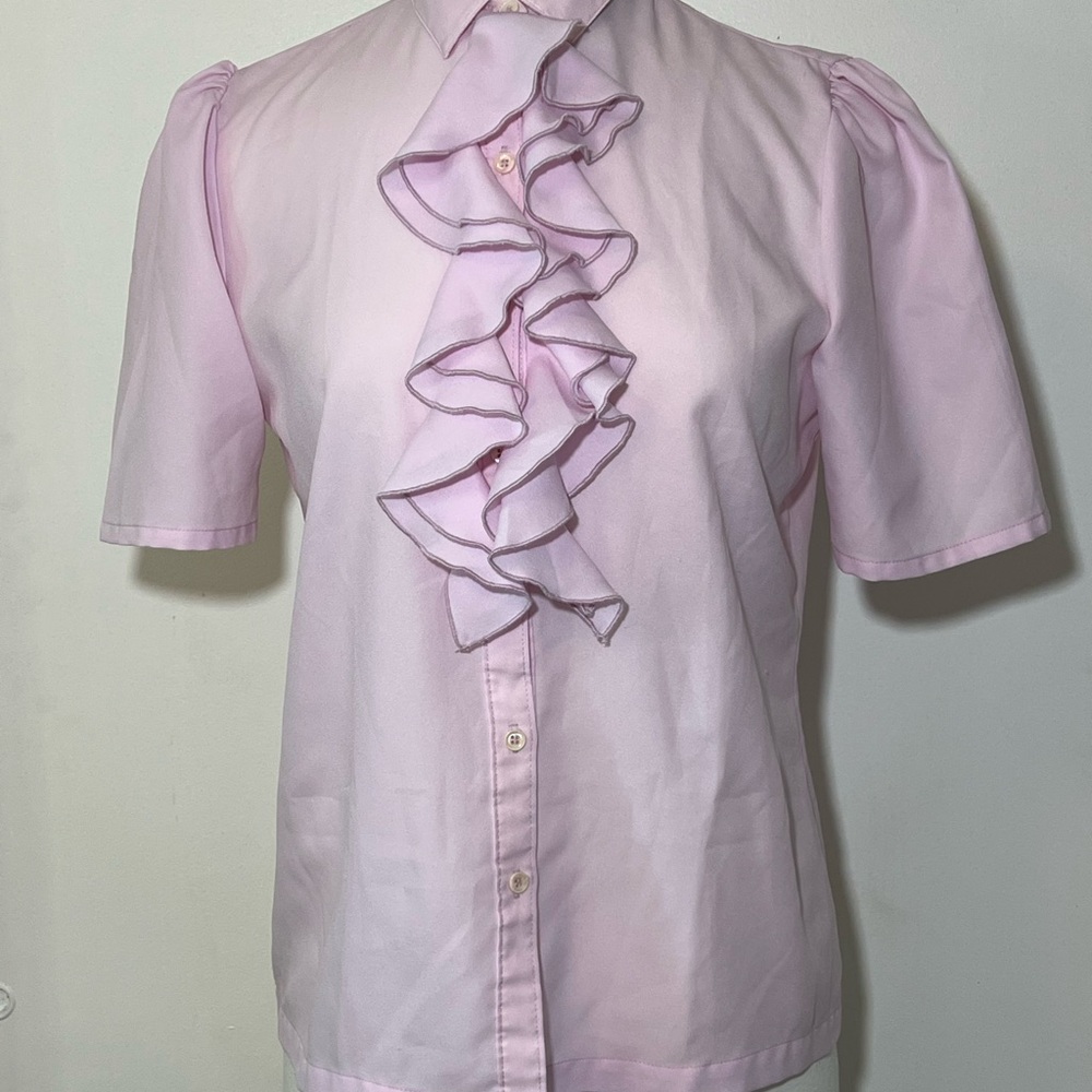 Vintage Shapely Pink Ruffled Women's Top